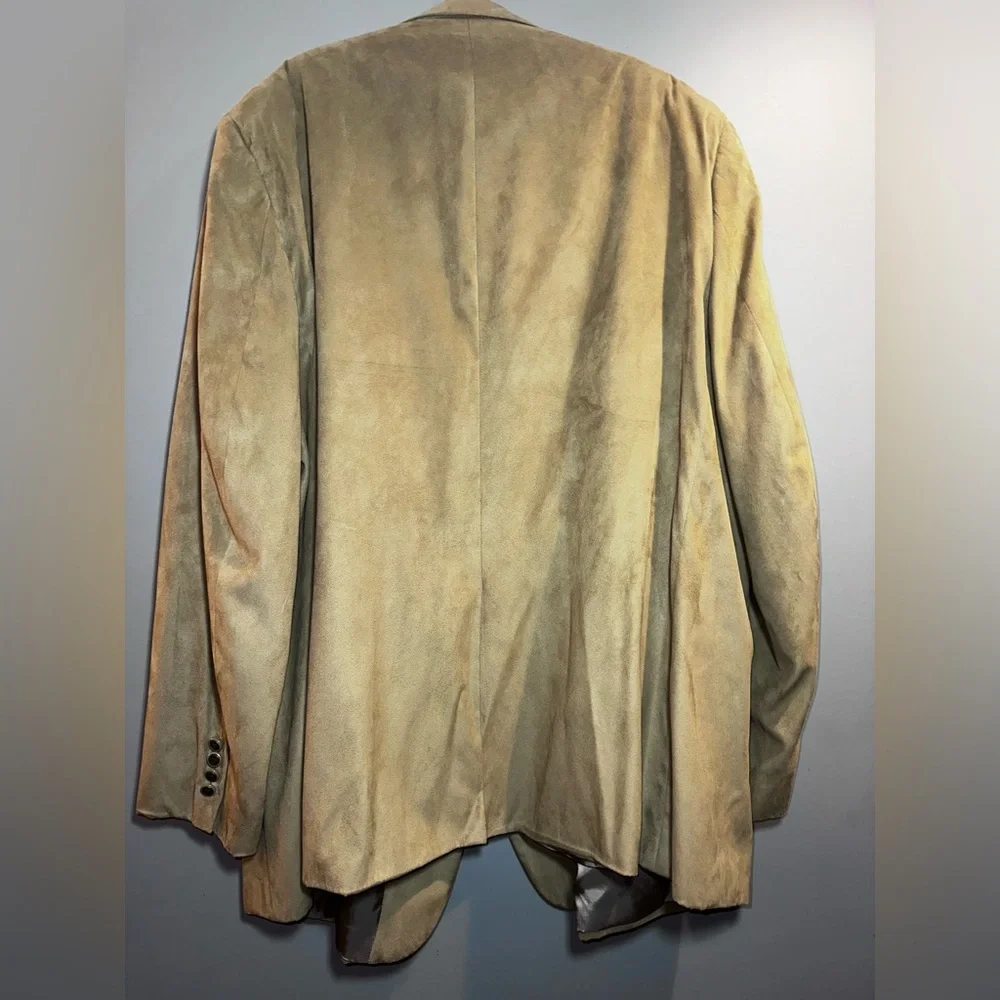 Tan Suede Look Blazer Jacket Made in Poland Soft Tailored Vintage Style
